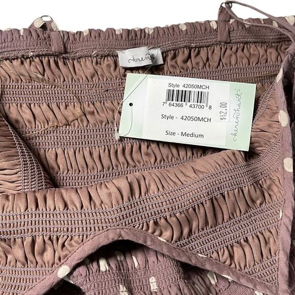 Keren Hart Mauve Polka Dot Smocked Spaghetti Strap SunDress Size Medium NWT - Picture 9 of 11